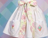 Vintage Retro Ice Cream Skirt Calico Roses Shabby Cute Womens Size Medium