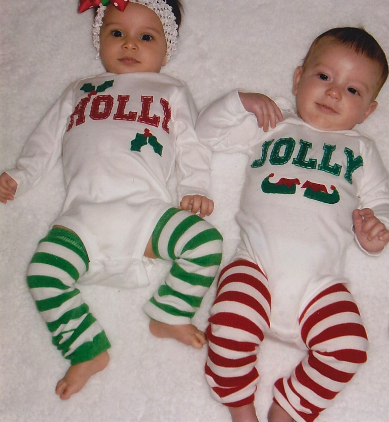 Holiday Holly & Jolly TWINZEES (onesies for twins or siblings), great Christmas gift for TWINS