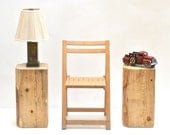 Rustic Wood Timber Side Table Console Nightstand Stool Seat Primitive