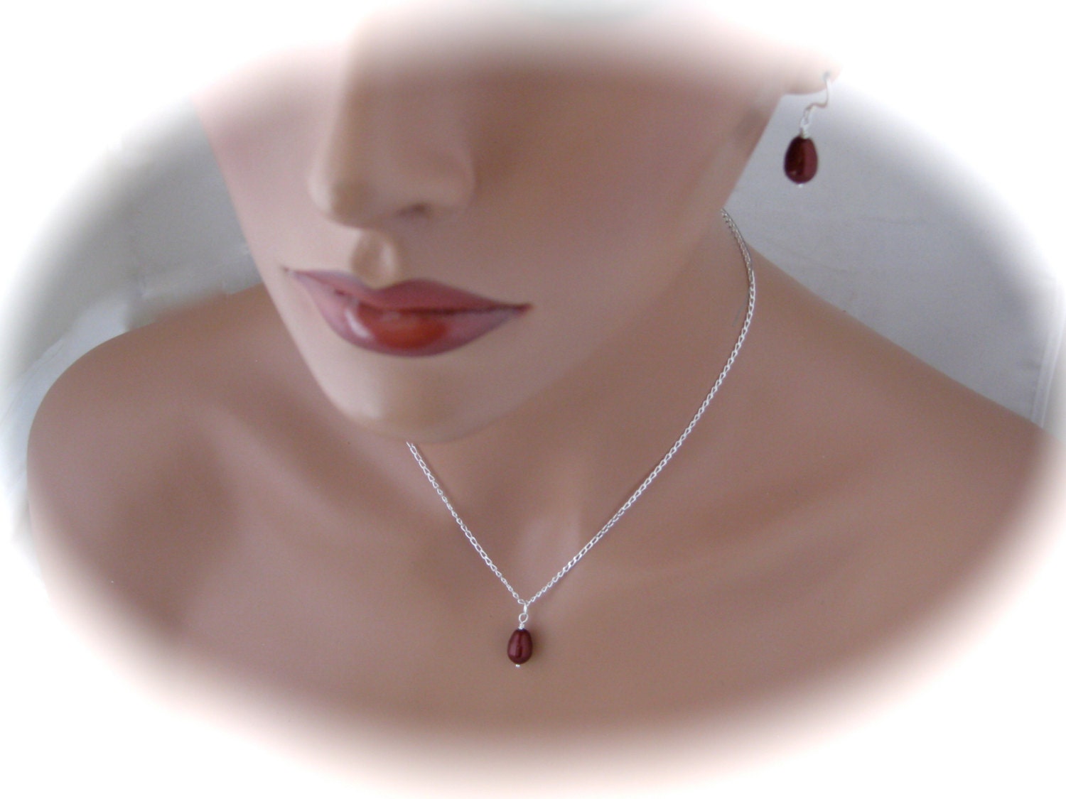 Bridesmaid Jewelry Set Necklace and Earrings Wedding Jewelry, Swarovski Pearls and Sterling Silver Chain Bridal Jewelry