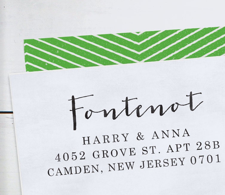 Custom Address Stamp - Calligraphy Stamp - Self Inking  - wedding stamp - housewarming gift - Fontenot