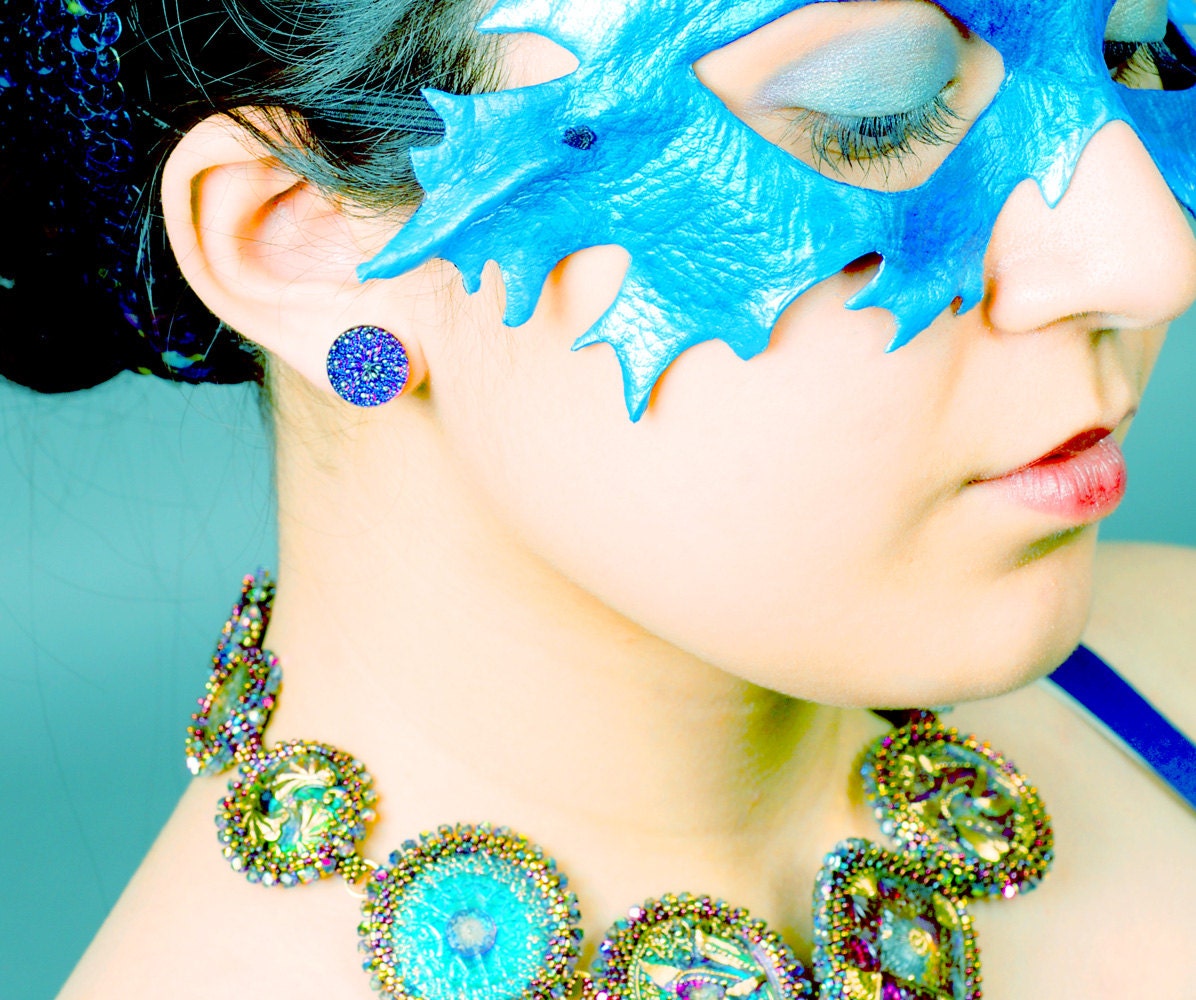 Dichroic Glass Earrings - Mermaid