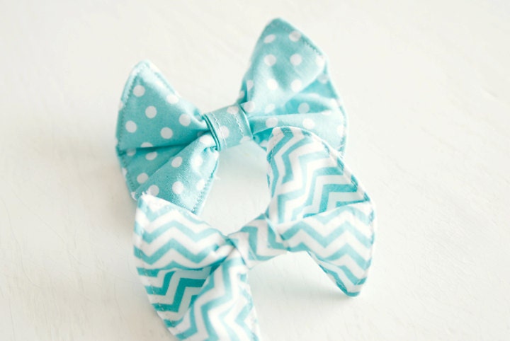 Chevron OR Polkadot Aqua Childrens Bow Tie