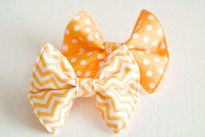 Chevron OR Polkadot ORANGE Childrens Bow Tie