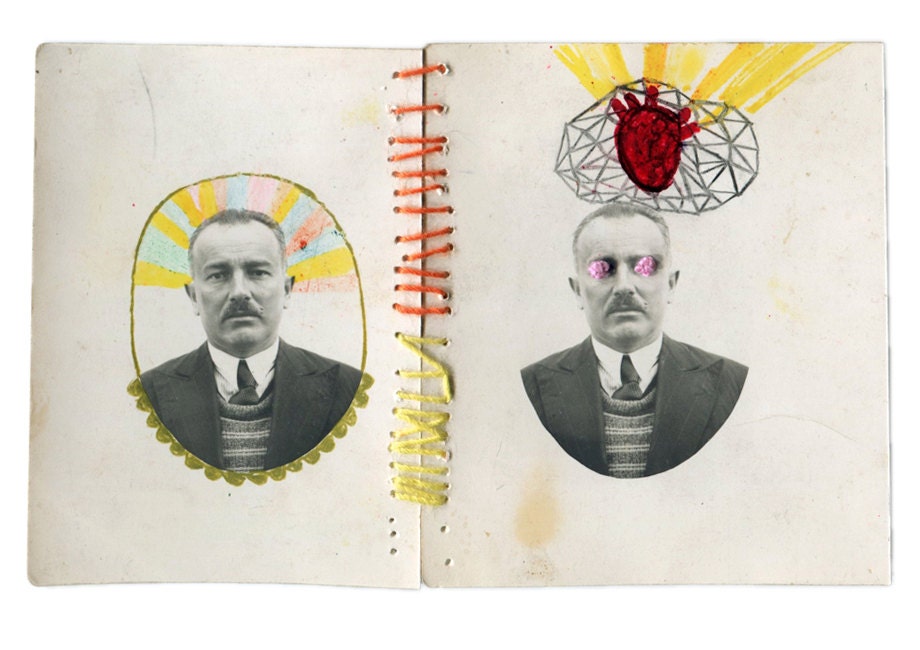 Sewn Photography / Spooky Art / Weird Photograph - Geometry and Heart - This Is Love