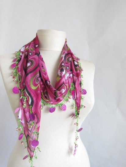 Hearts scarf- hearts scarves Turkish Yemeni OYA Scarf cotton scarf loop scarf crochet scarf turkish scarf