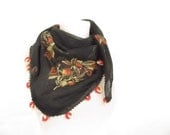 BLACK scarf -REd scarf Turkish Yemeni scarf  Square Scarf cotton scarves