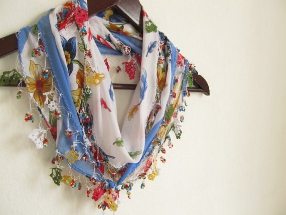 cotton scarf- Turkish Yemeni OYA Scarf -woman scarves-handmade scarves