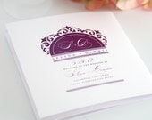 California Damask Wedding Program in Eggplant, Sample