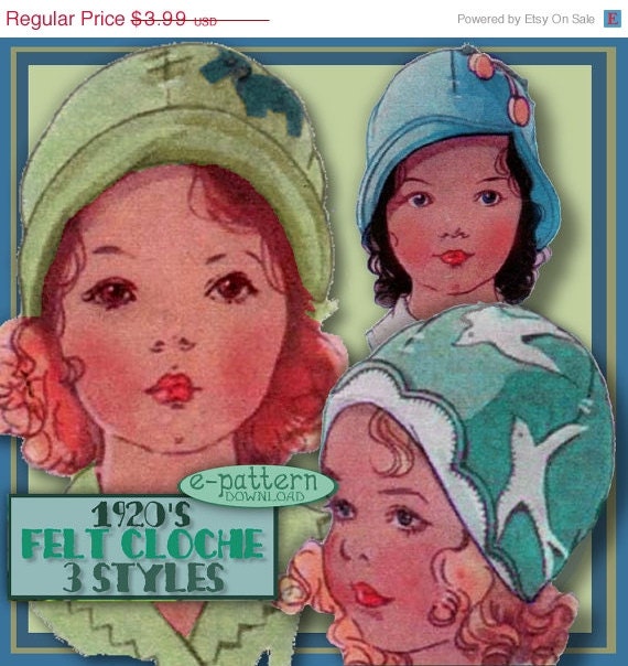 sale Sweetest Toddler's 1920's FELT Cloche Hat e-pattern - 3 Styles - INSTANT DOWNLOAD