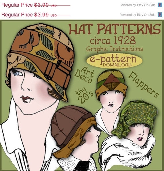 sale Sew 4 Vintage 1920s Downton Abbey FLAPPER CLOCHE Hat e Patterns (Shirley Set) Pdf A