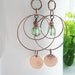 Sale, Green Glass and Copper Earrings, Bohemian jewelry, Hoop earrings, Green, Dangle earrings