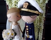 Wedding Cake Topper with Custom Wedding Dress and Flower Backdrop - Custom Keepsake by MilkTea