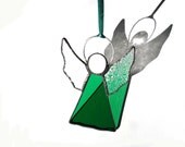 Angel suncatcher birght green stained glass hanging ornament window art christian faith
