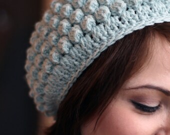 Sea Foam Blue Crocheted Hat