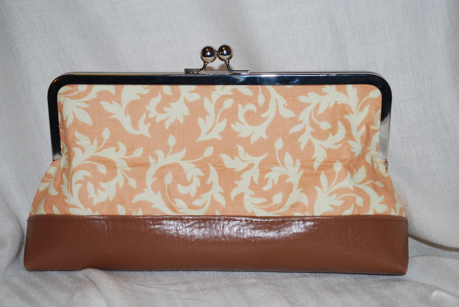 Light Pink and Faux Leather Clutch/Crossbody Handbag