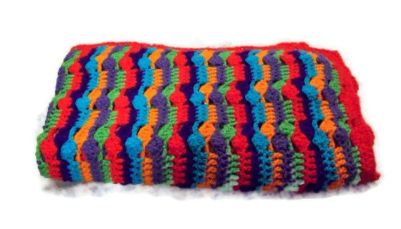 Vibrant Bright Colorful Stripes And Clusters Lapghan Afghan - amydscrochet