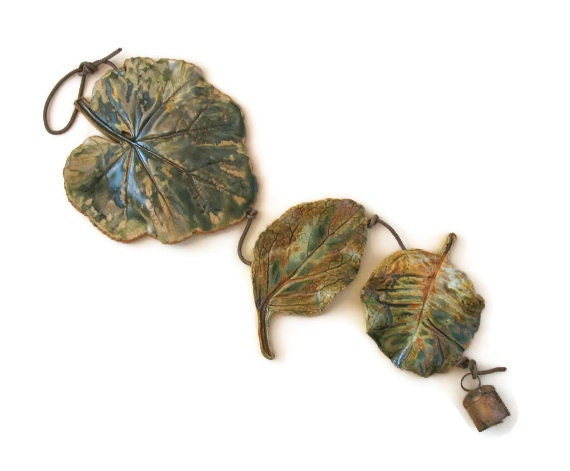 Clay Leaves Wall Hanging (3) - Made with Real Leaves - Unique Decoration