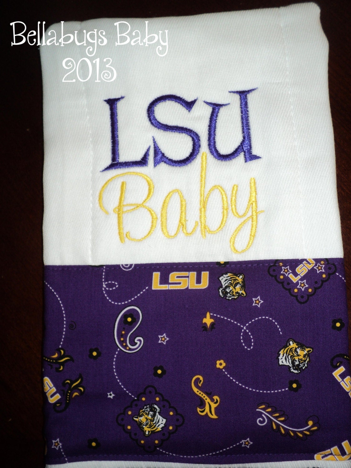 LSU Baby - Monogrammed Burp cloth - Football and Baseball Season