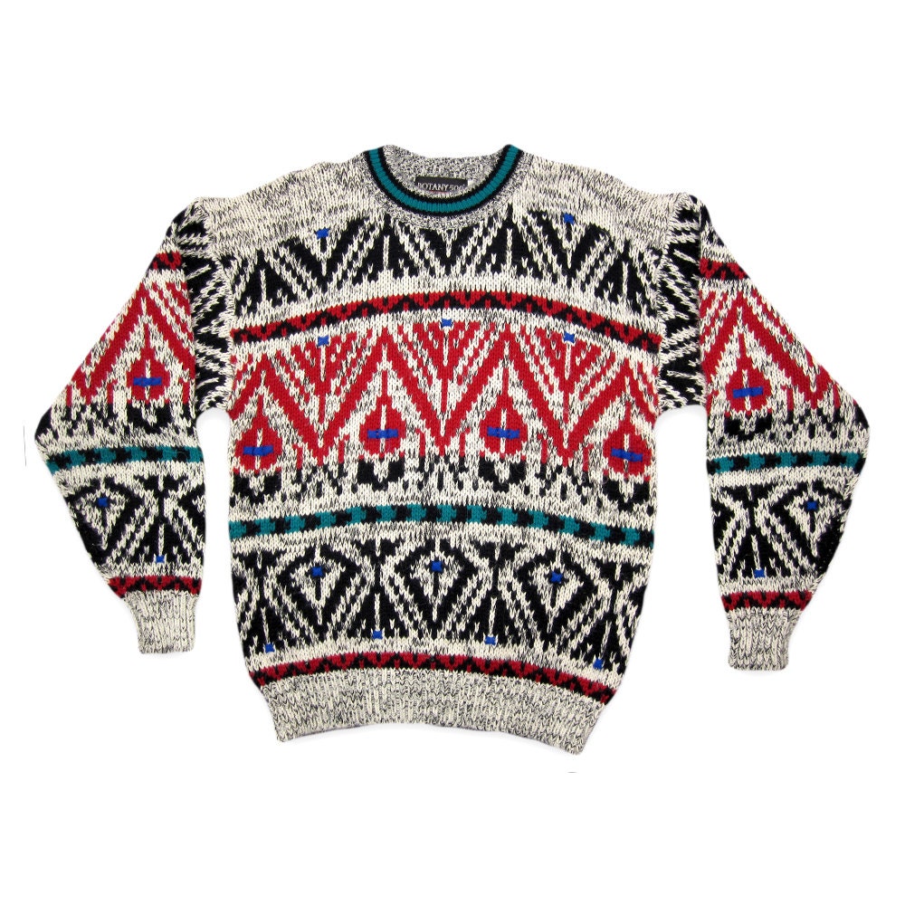 80s Vintage Acrylic Geometric Sweater / Botany 500 Sweater / Hipster Urban Outfitters Style