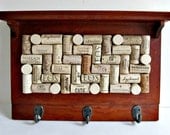 Wine Cork Shelf with 3 Hooks-OOAK