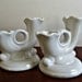 Vintage Abingdon Pottery White Candle Holders - Set of 2