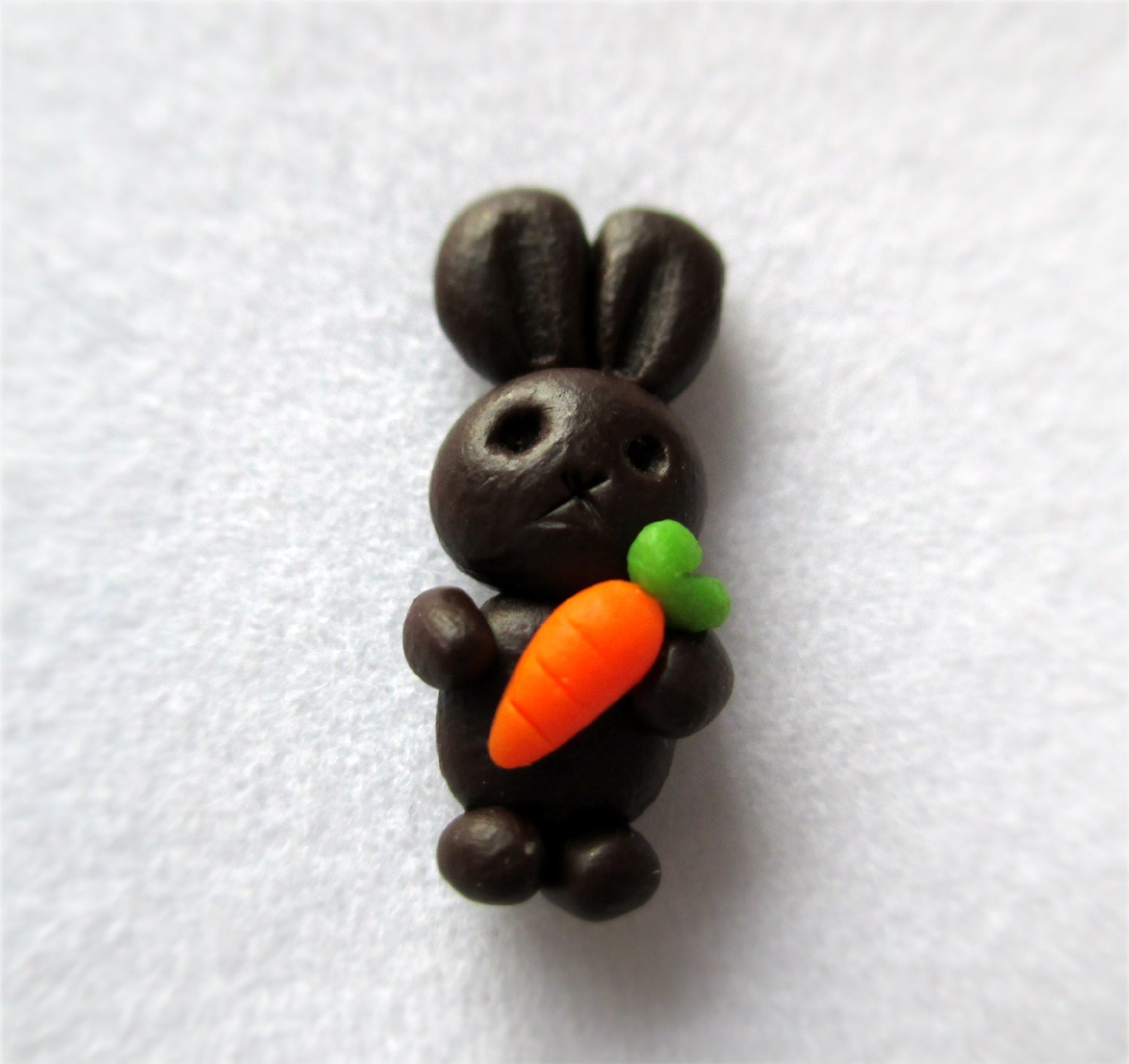 Miniature Dark Chocolate Easter Bunny - Tiny Polymer Clay Dollhouse Food