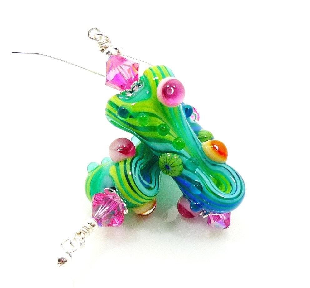Abstract Earrings, Free-Form Earrings, Lampwork Earrings, Glass Bead Earrings, Beaded Earrings, Beadwork Earrings