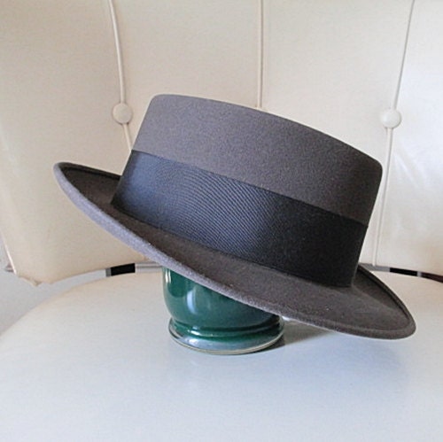 Vintage 60s Fedora Felt Hat Pork Pie Style by Adams Unworn Small Brim Graphite Grey 7 Hipster Blues Mad Men Film Noir