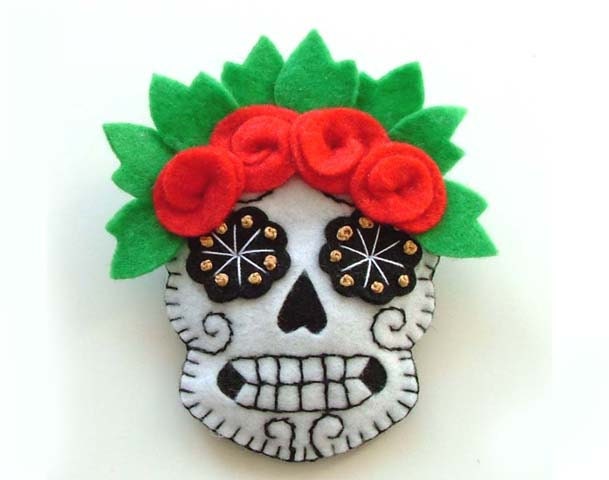 Sugar Skull Rock n Roll Wedding Boutonniere