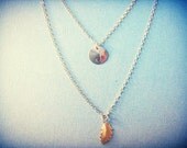 Personalized jewelry , Personalized Necklace, Gold Leaf and Gold Initital Necklace, Monogrammed