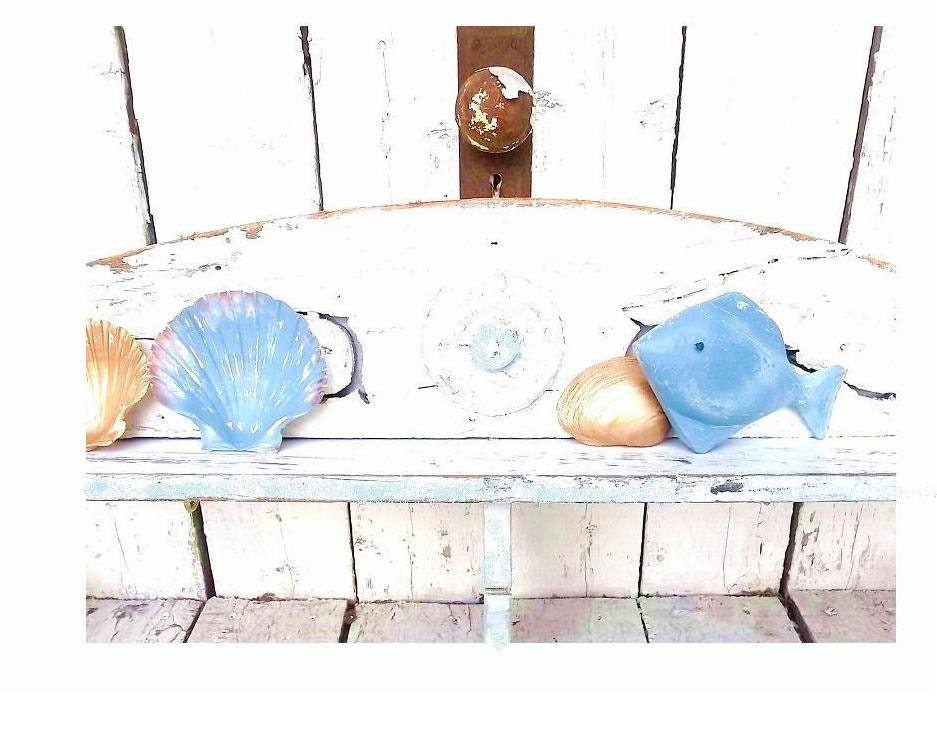 Beach house Cottage Wood Mantel Shelf  Home Decor. Rustic shabby chic White Aqua blue.