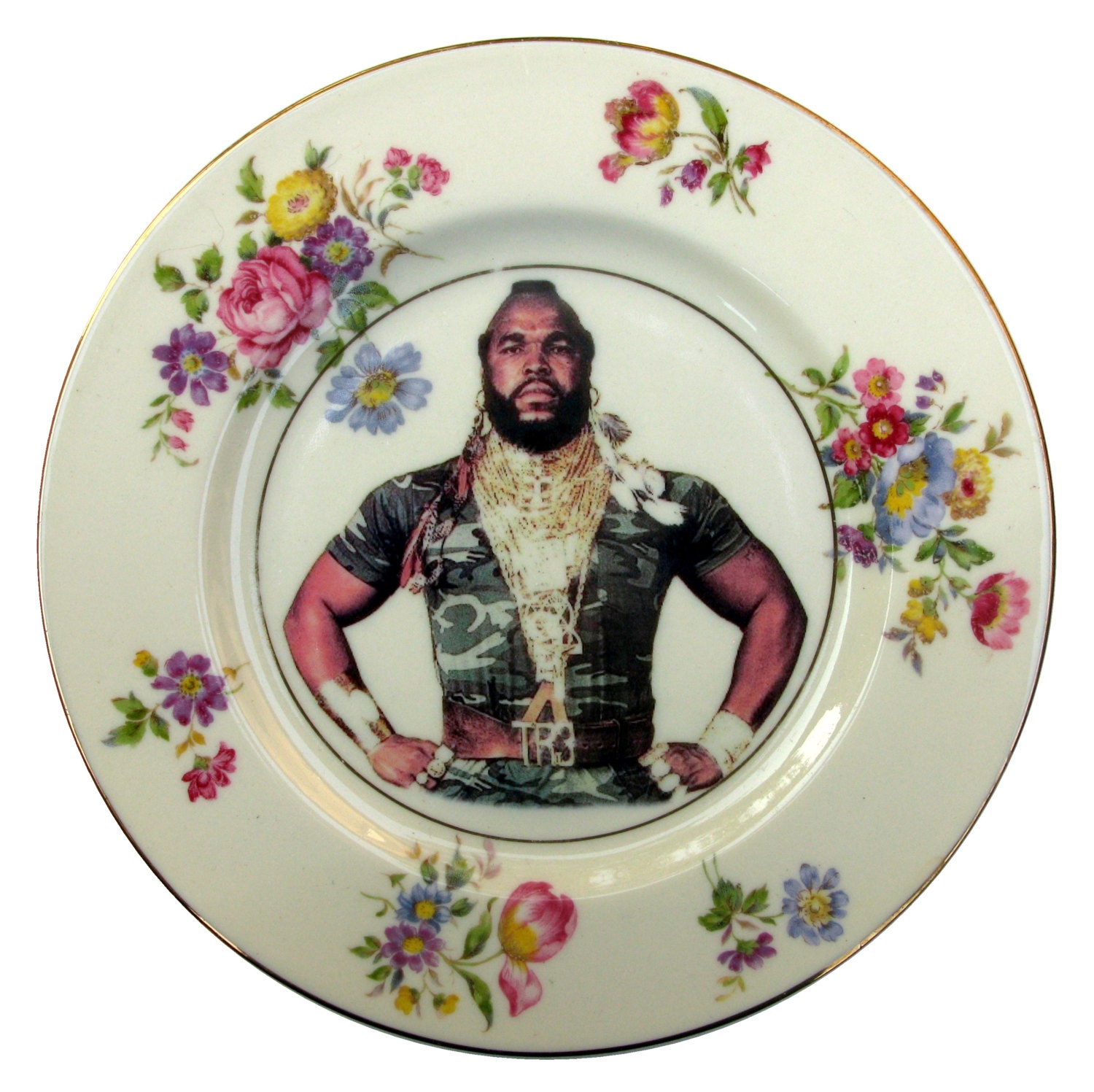 SALE - Sergeant Bosco Portrait  Plate - Altered Vintage Plate 7.65"