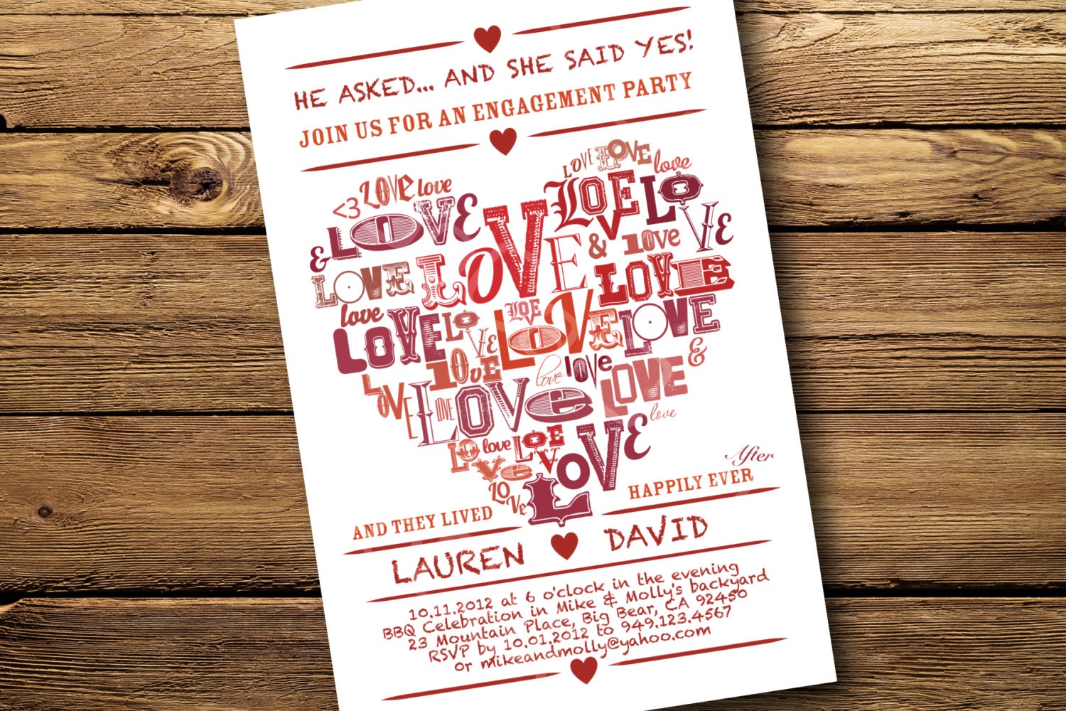 Modern White Heart Theme- Engagement Party Invitation, Digital or Printed