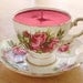 Teacup Candle - Vintage Tuscan Moss Rose Pattern Fine Bone China Soy Wax Tea Cup Candle - your choice scent