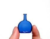 Flat Shaped Bottle in Blue, Hand Blown Glass