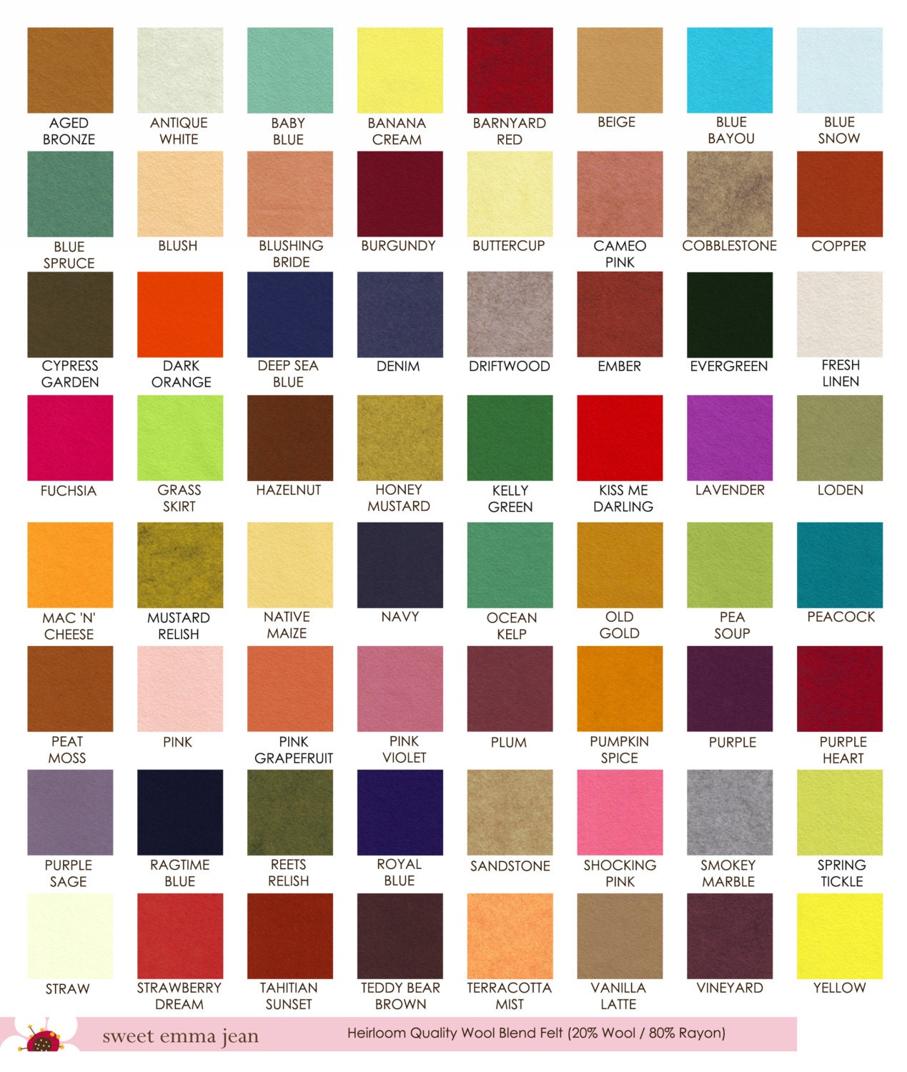 Wool Felt Sheets - Choose Any Ten (10) - Wool Blend Felt