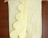 Baby Quilt in Complementary Yellow Designer Fabrics, Scalloped Edges, Ready to Ship