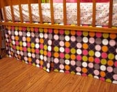 Adjustable Mod Dot Crib Skirt wth Box Pleat