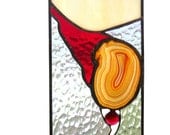 Stained Glass Suncatcher Stained Glass Panel Red Brown Agate Geode Slice Handmade OOAK