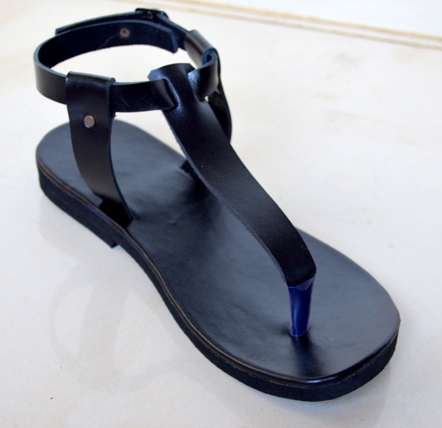 Bar Leather Sandals - BLACK -Handmade Sandals , Indian Leather Sandals ...