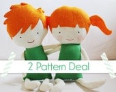 SEWING PATTERN DEAL - 2 toy softie doll Patterns - you choose (pdf)