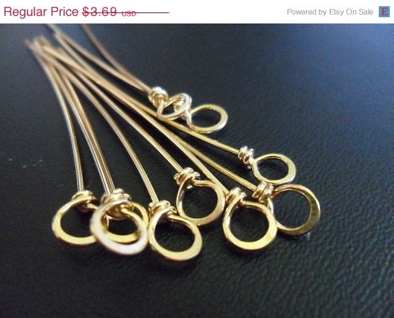 Memorial Day Sale Wrapped Loop Eye pins Solid NuGold(Red Brass) 18g 10pcs Hand-forged 3 inch