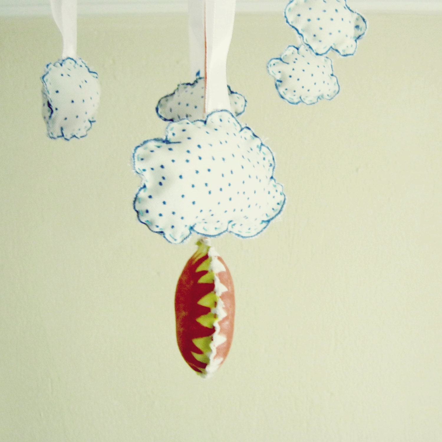 Weather Partly Cloudy - Sun and Rain Clouds - Baby Crib Nursery Mobile