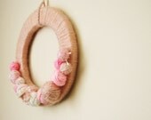 Fancy Knitter - Pretty Wool Wreath - Pink Shades  Balls and Knitting Needles - Baby Girl Room Decor - dmtgun3