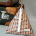 Wash bag for kids and light traveling ,brown and orange argyle check