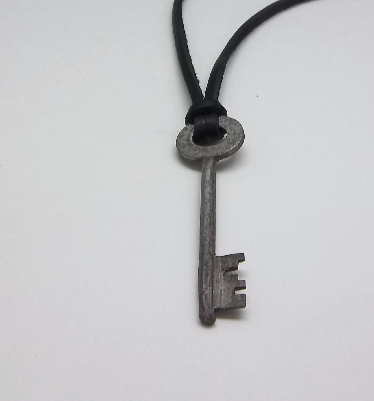 Skeleton Key Necklace Vintage With Leather Cord Handmade Steampunk Gothic Industrial