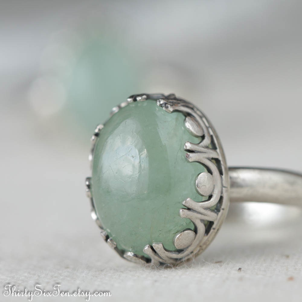 Aquamarine and Sterling Ring Size 7.5