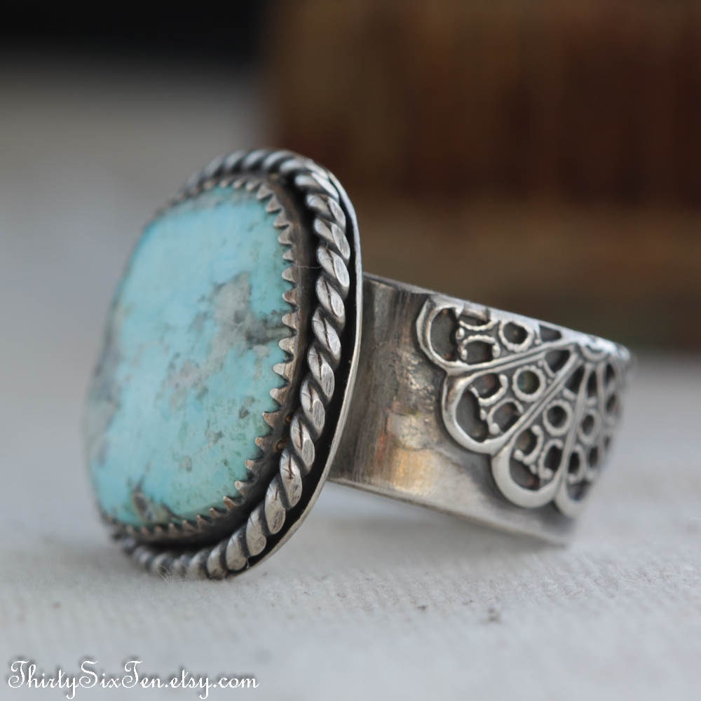 Statement Turquoise and Sterling Silver Ring