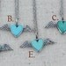 Turquoise Heart Necklace with Wings